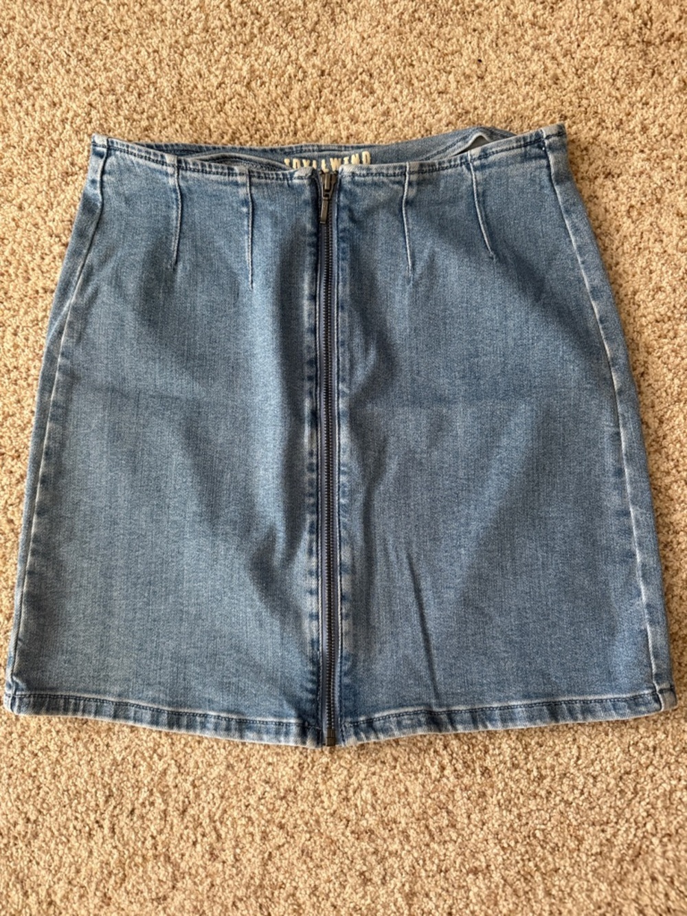 Classic Blue Denim Zip-Front Skirt